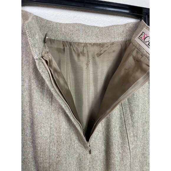 Escada Wool Vintage Midi Pencil Straight Skirt Tan Size 36 Small - Picture 5 of 7